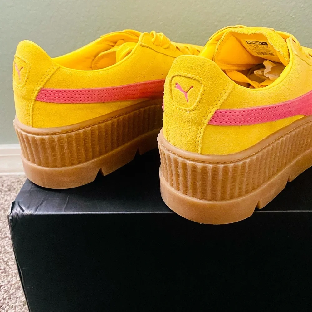NIB Puma X Fenty Yellow & Pink Suede Cleated Creeper Sneakers